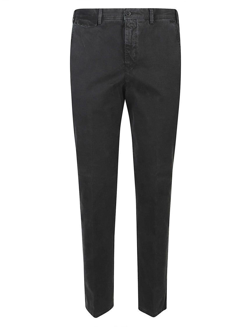Pt Torino Master Flat Front Black Cotton Pants