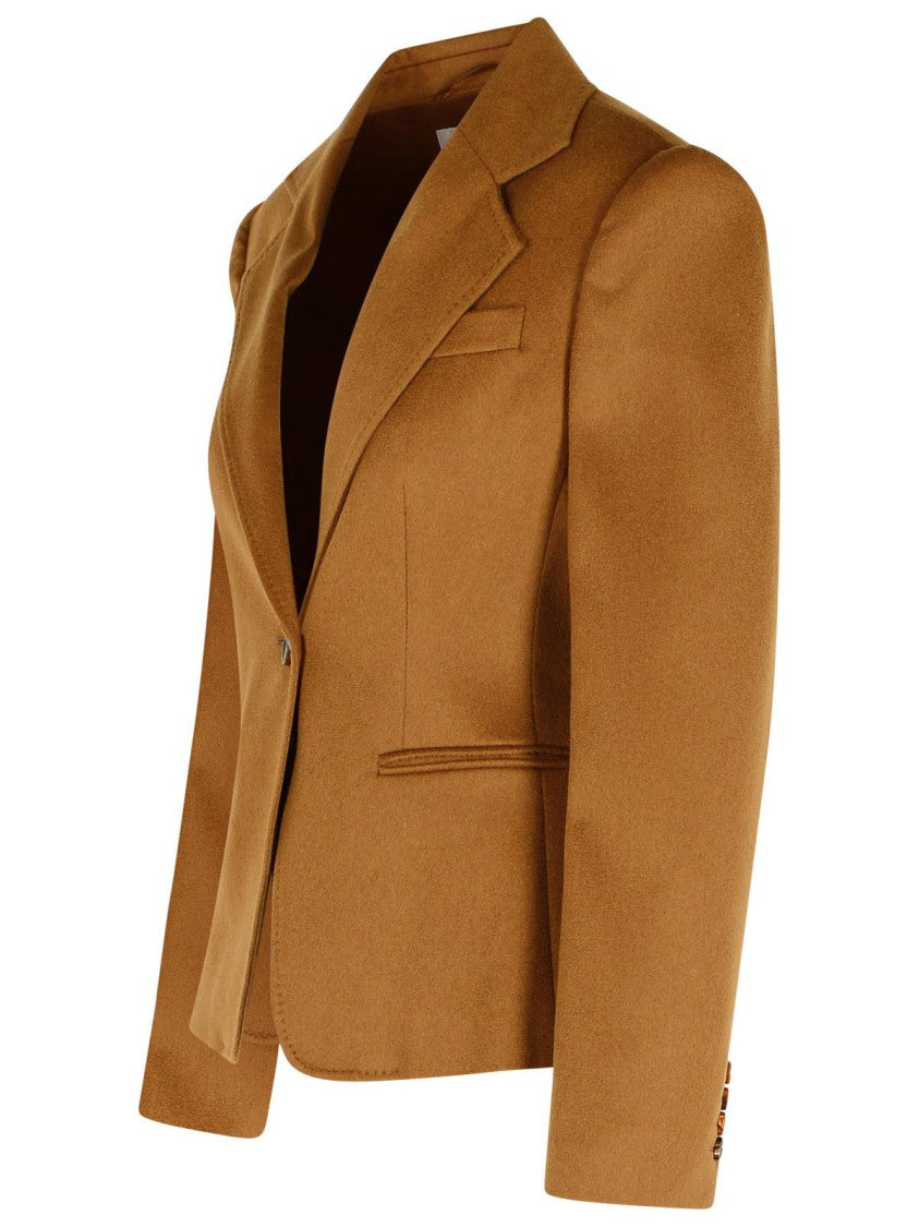 Max Mara 'Glenn' Short Jacket In Camel Leather Drap