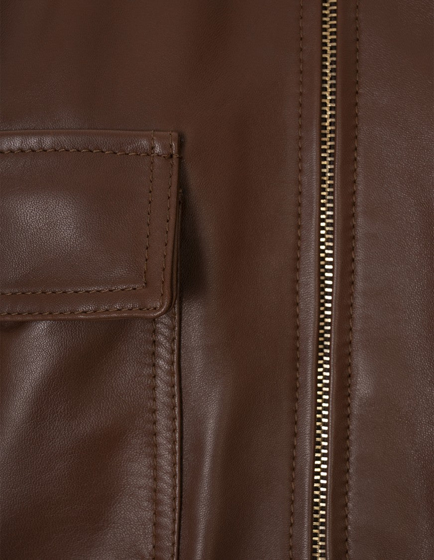 Max Mara Contemporary Brown Lambskin Jacket With Tailored Fit