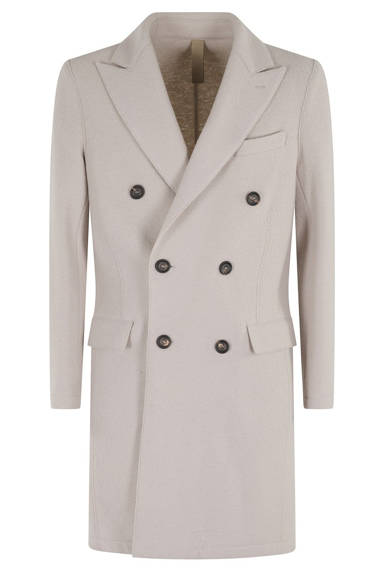 Eleventy Double-Breasted Ivory Wool Eleventy Coat