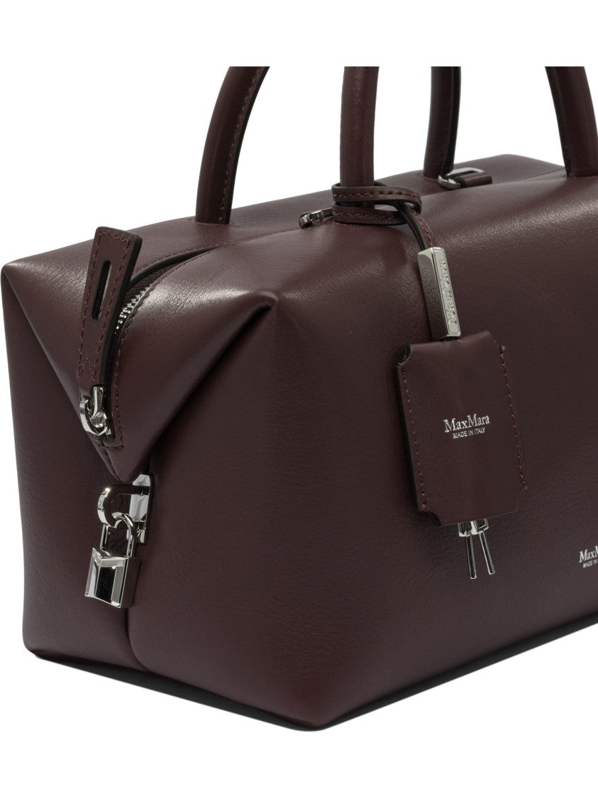 Max Mara Burgundy Calfskin Leather Satchel Handbag