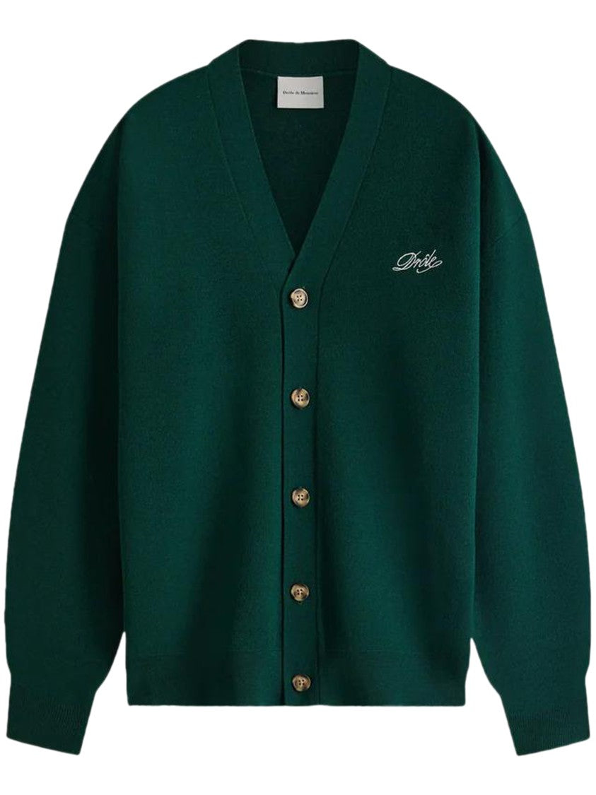 Drôle De Monsieur Merino Wool Cardigan With Button-Up Front