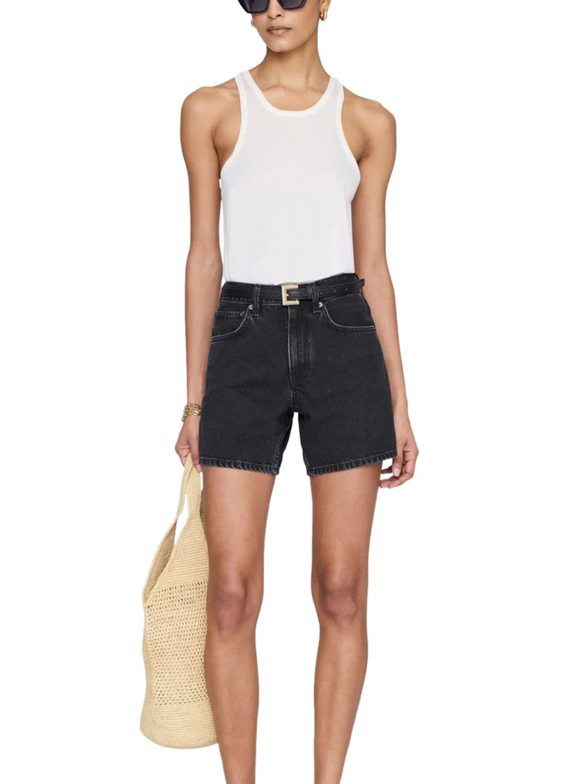 Anine Bing High-Waisted Denim Shorts With Flared Leg Opening