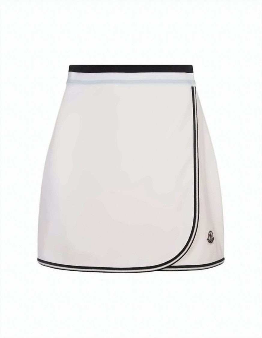 Moncler Wrap-Style Mini Skirt With Contrasting Trim And Emblem Detail