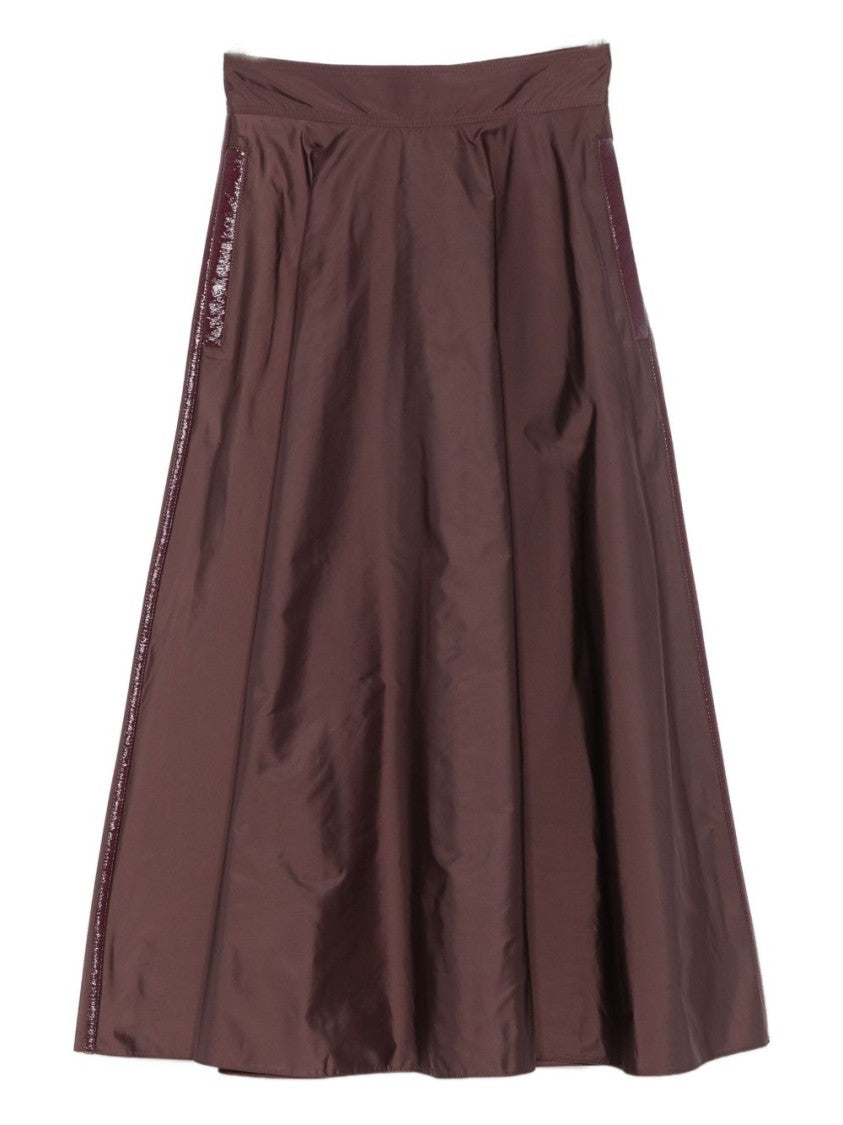 Elisabetta Franchi Midi-Length Flared Skirt With Gold-Tone Accents