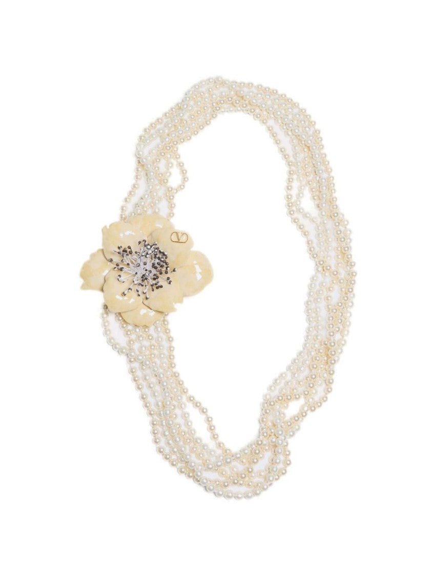 Valentino Garavani Fleur Lumineuse Necklace Cream