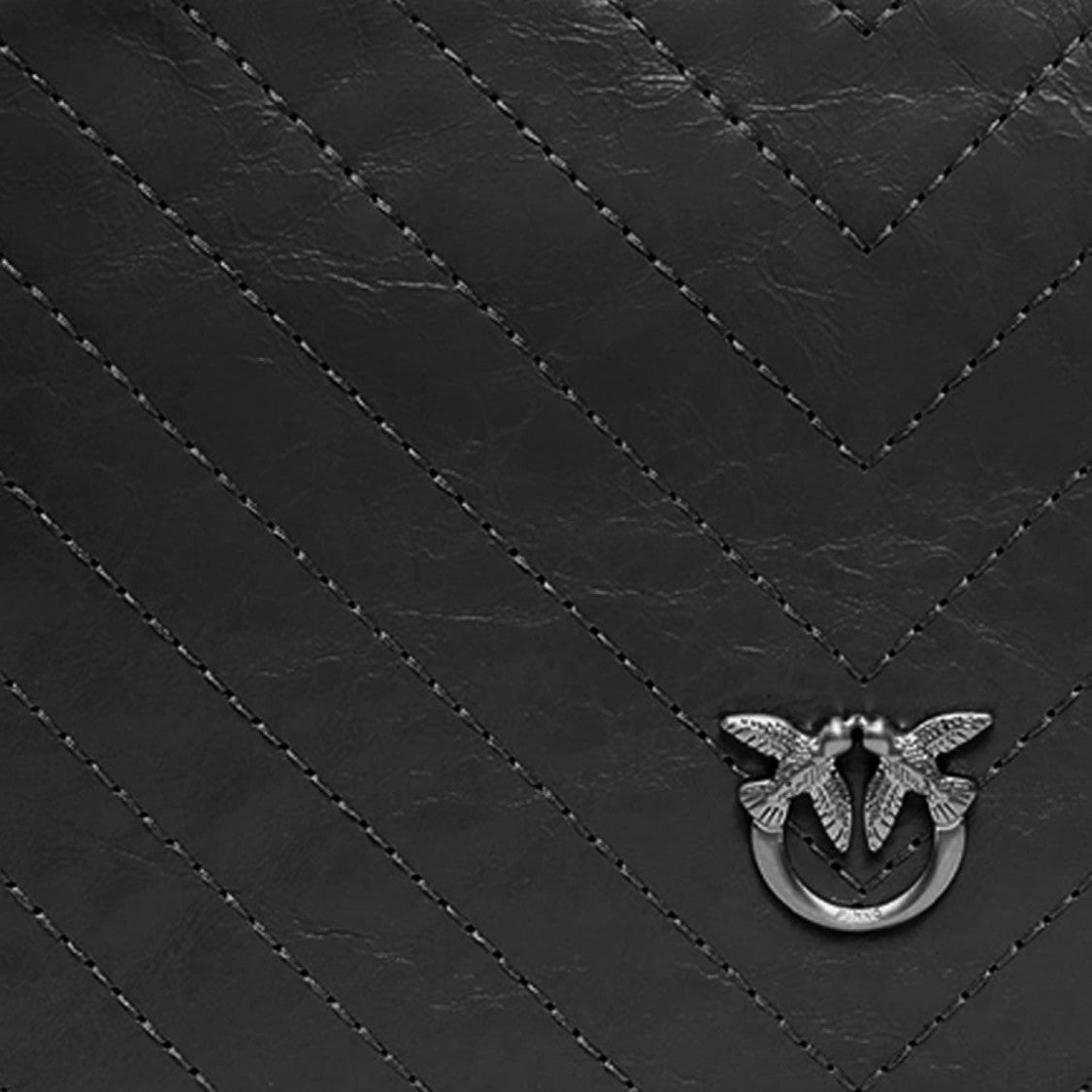 Pinko Rectangular Quilted Leather Handbag With Love Birds Detail