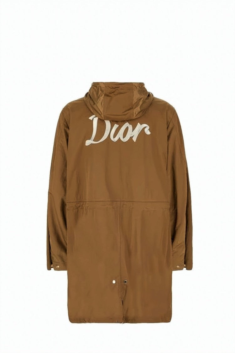 Dior Relaxed Fit Brown Hooded Dior Jacket With Concealed Closure