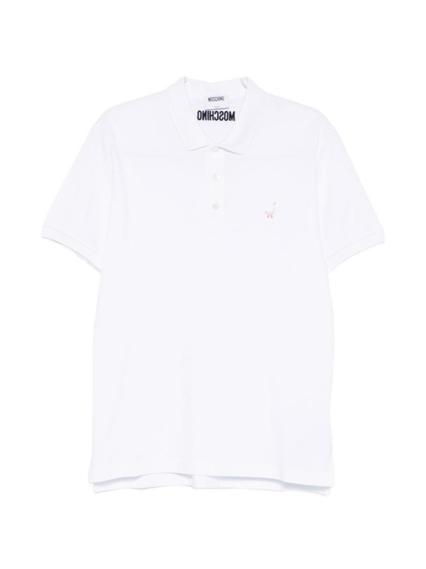 Moschino White Minimalist Silk Nylon Blend Polo