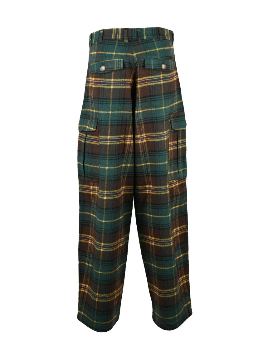 Sky High Farm Flannel Cargo Pants With High Waist And Functional Pockets