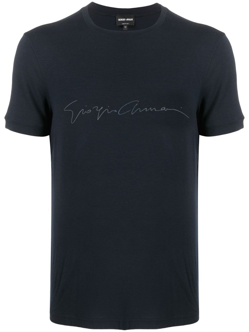Giorgio Armani Signature Print Crew Neck T-Shirt