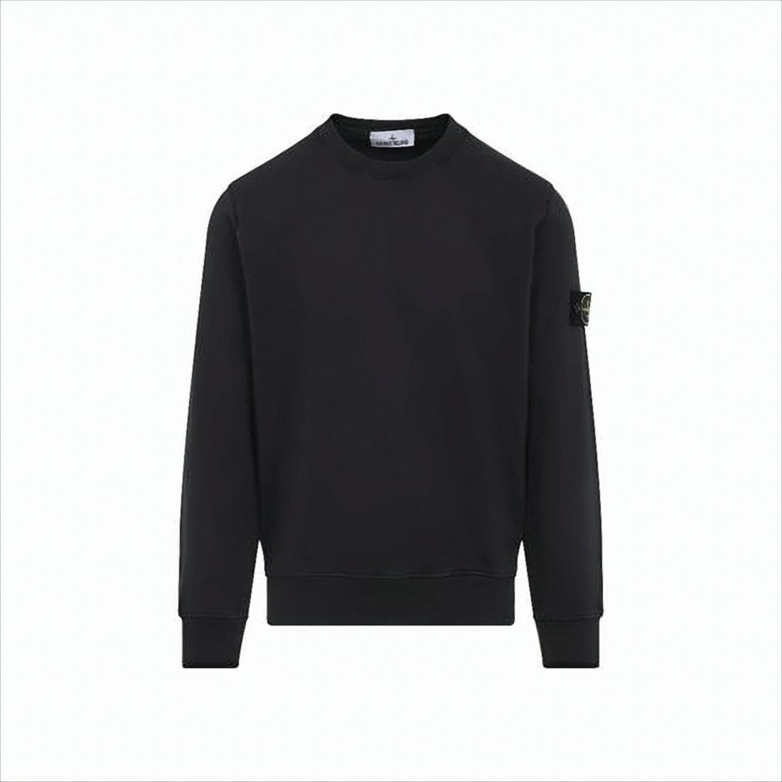 Stone Island Minimalist Black Long-Sleeve Sweatshirt With Distinctive Patch