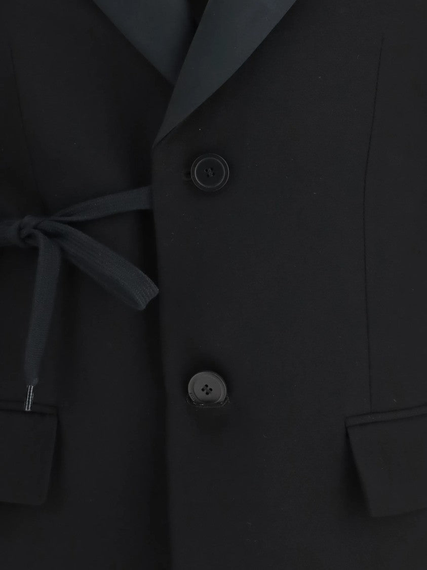 Balenciaga Black Wrap Tuxedo Satin Lapel Jacket