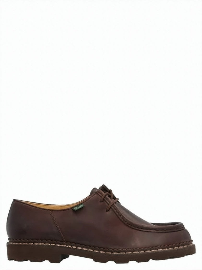 Paraboot Moc Toe Brown Leather Lace-Up Dress Shoes