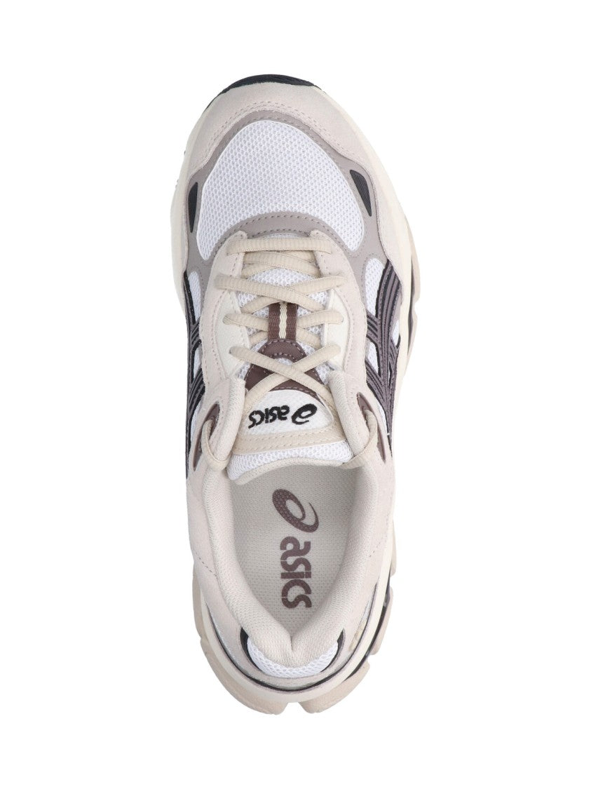 Asics Cream Leather Sneakers With Rounded Toe And Contrast Detailing