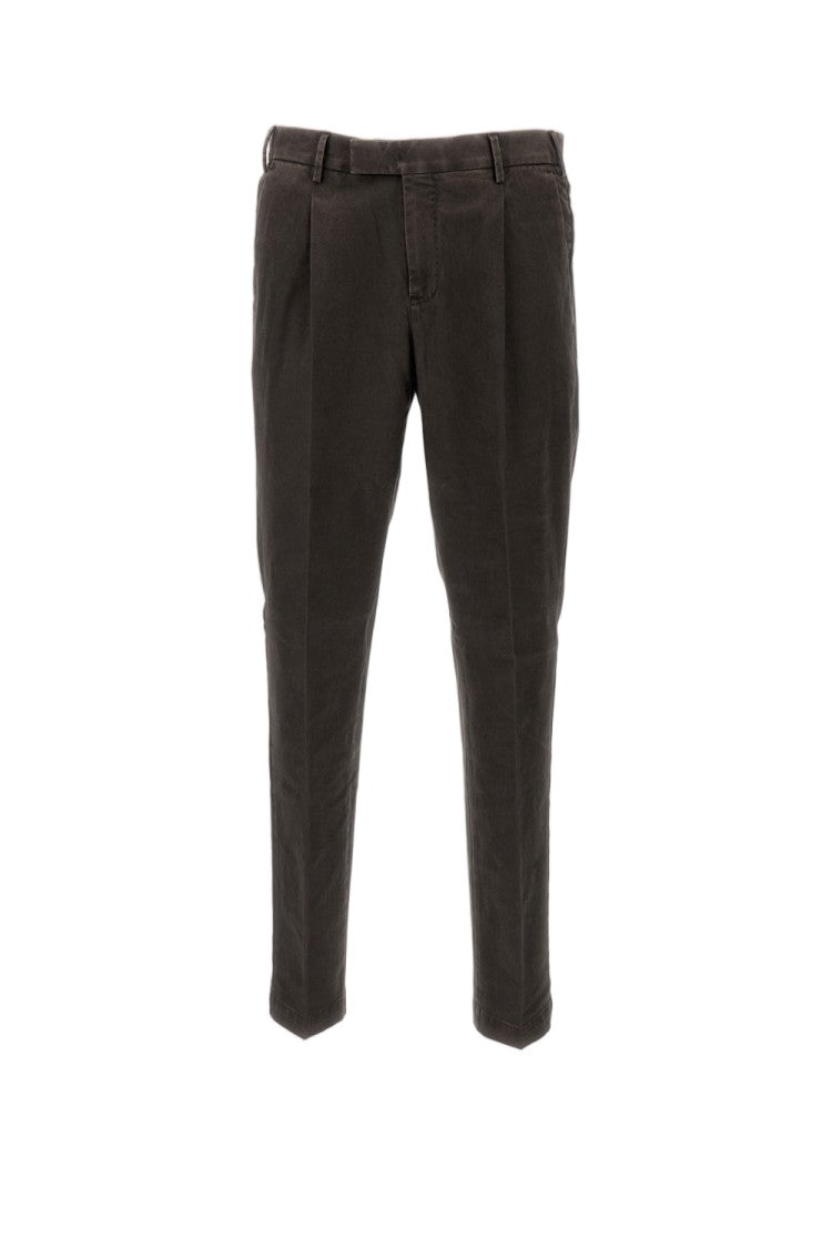 Pt01 Cotton Straight-Leg Trousers With Pleated Detailing