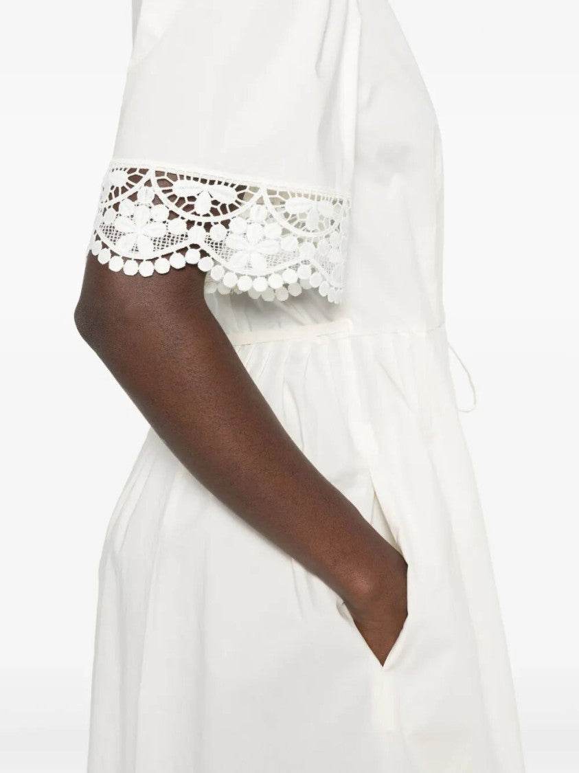Twin-Set Wrap Midi Dress With Lace Trim