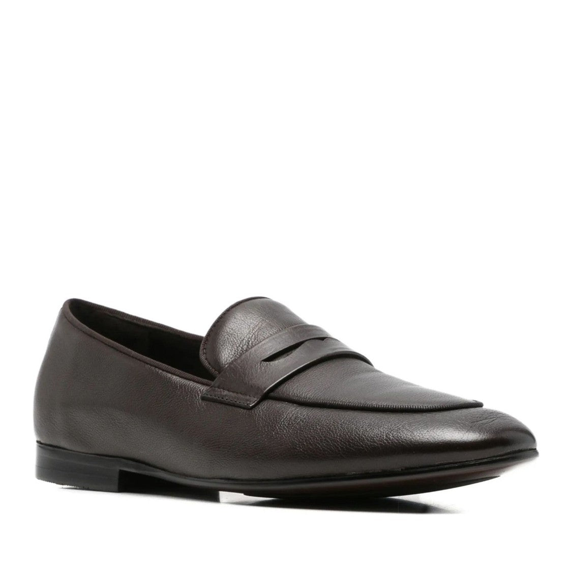 Alberto Gozzi Brown Strap Detail Low-Profile Leather Flats