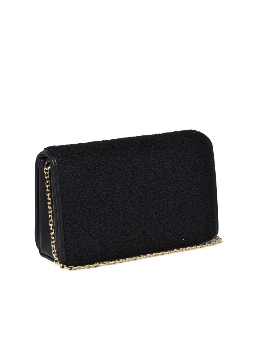 Love Moschino Plush Textured Crossbody Bag With Logo Plaque And Adjustable Strap