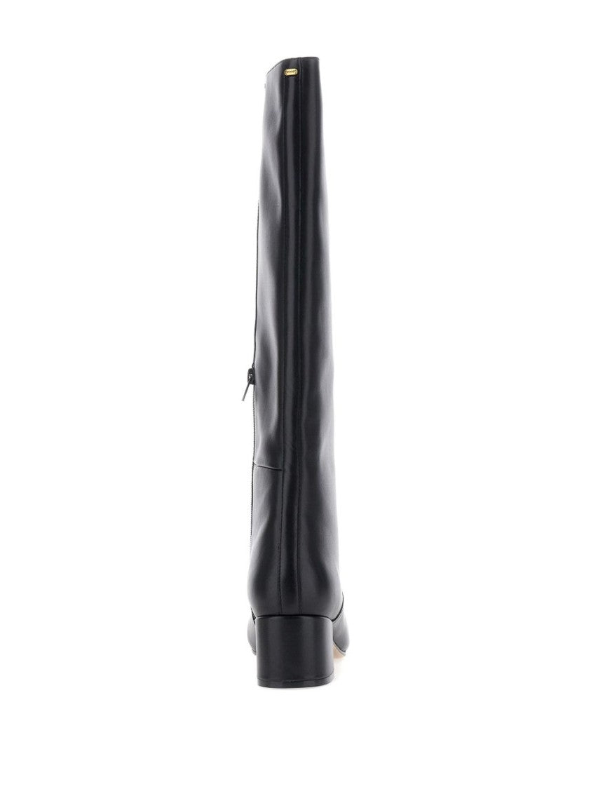 Twin-Set Knee-High Calf Leather Ankle Boots With Silhouette