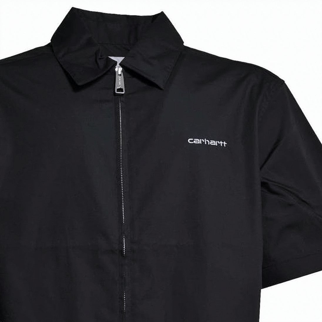 Carhartt Wip Black Short-Sleeve Front Zip Logo Shirt