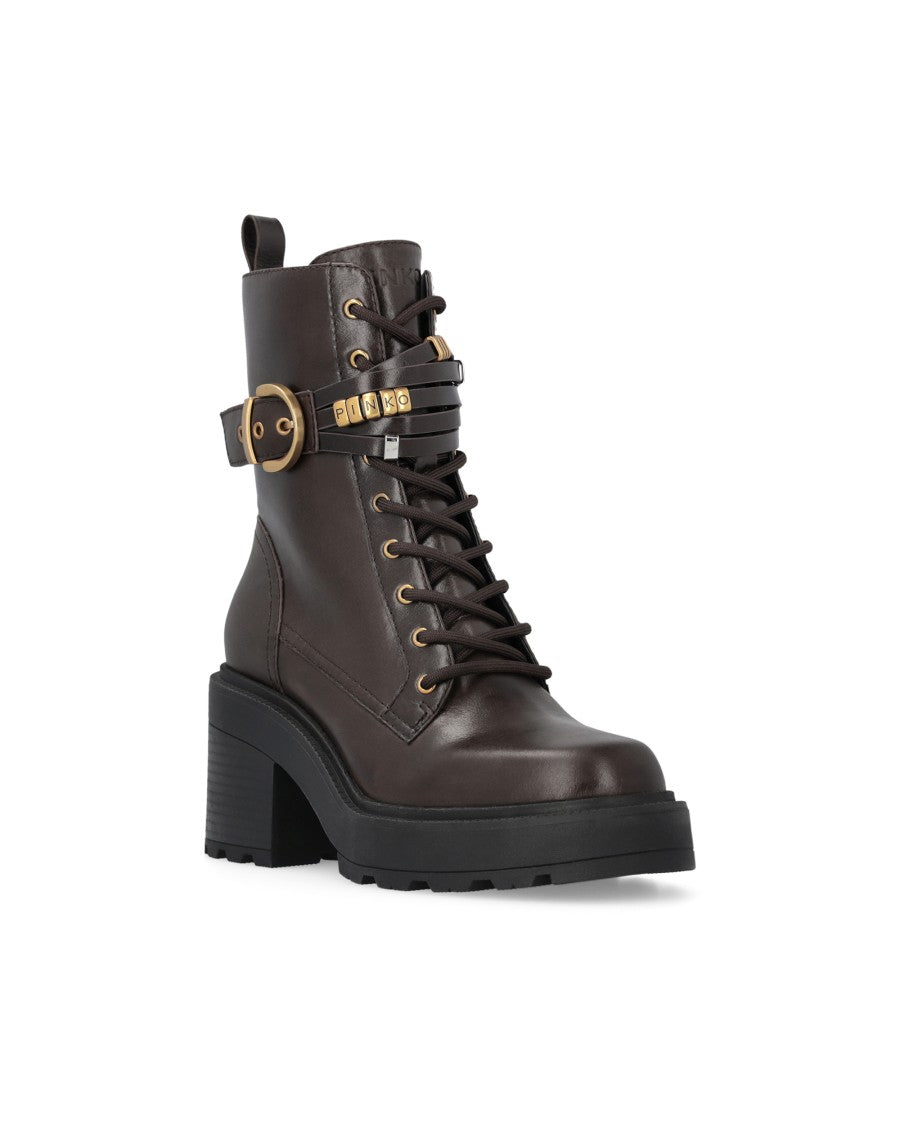 Pinko Leather Altea 01 Lace-Up Boots