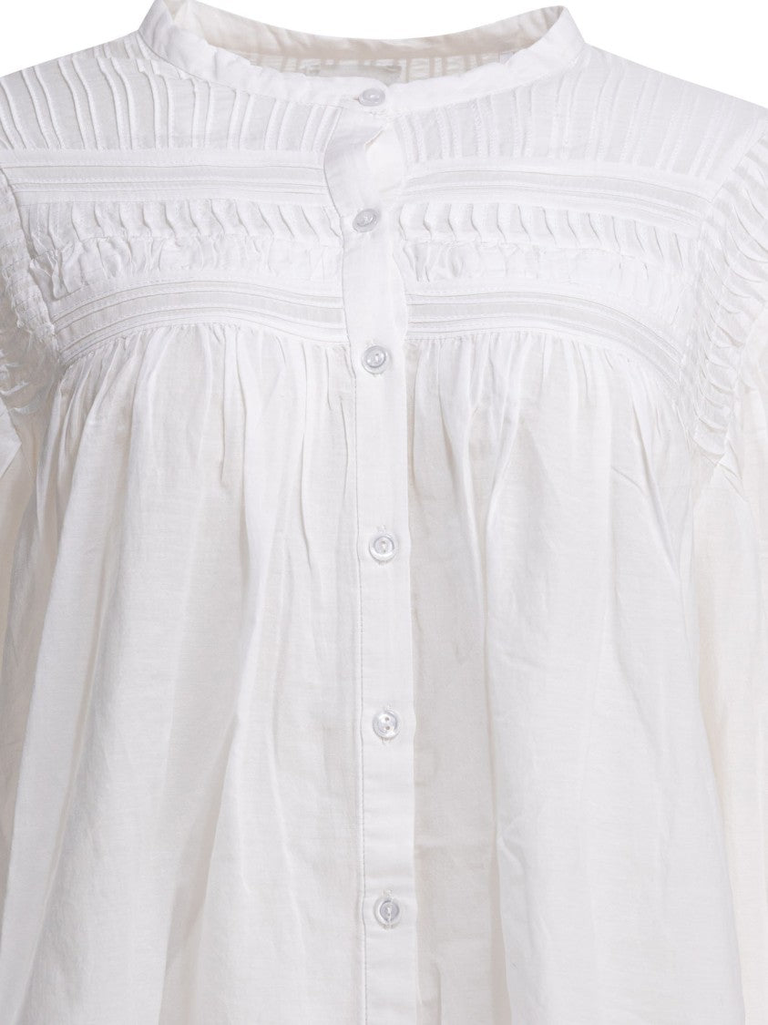 Isabel Marant Étoile Loose-Fitting White Shirt With Pintuck And Pleated Detailing