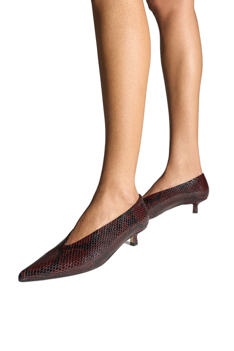 Aeydē Moka Snake Print Calf Leather Pumps