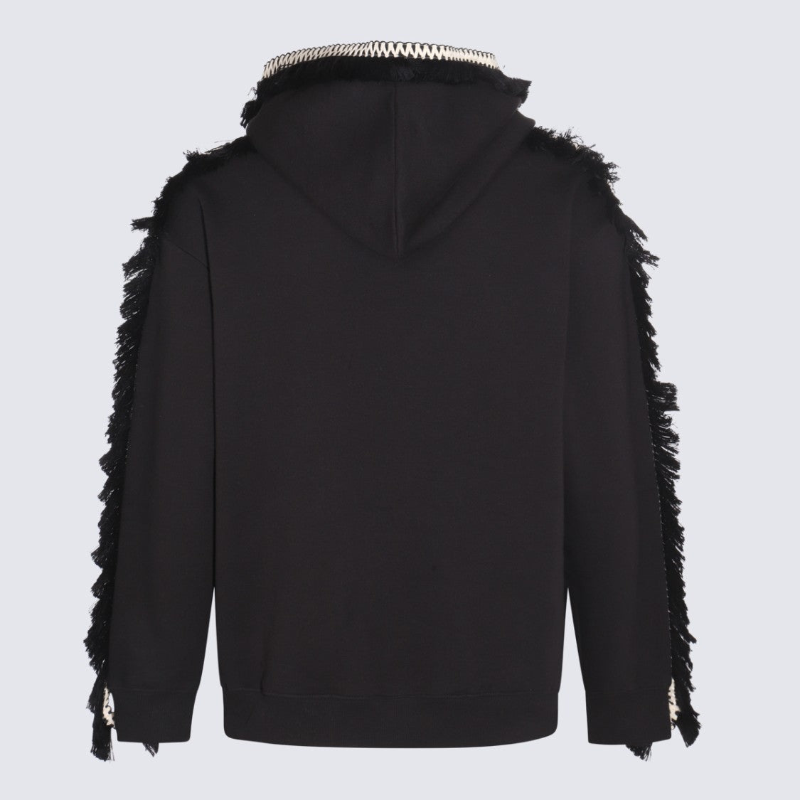 Ritos Embroidered Black Hoodie With Fringed Tassel Detail