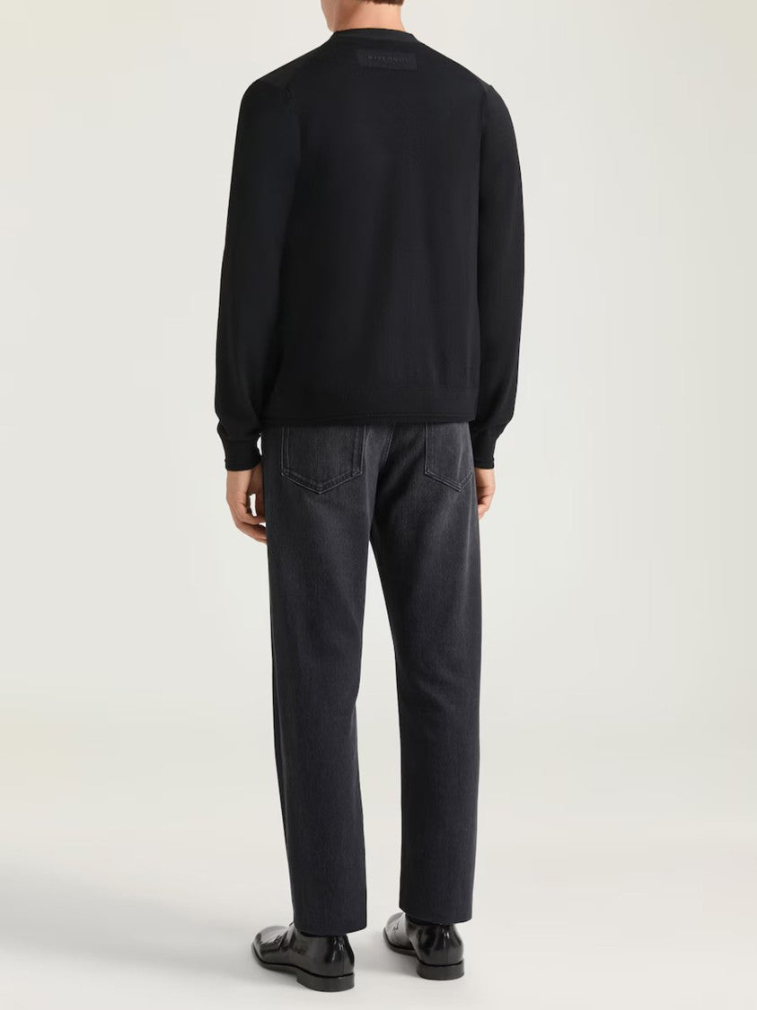Givenchy V-Neck Flap Pocket Cropped Cotton Cardigan