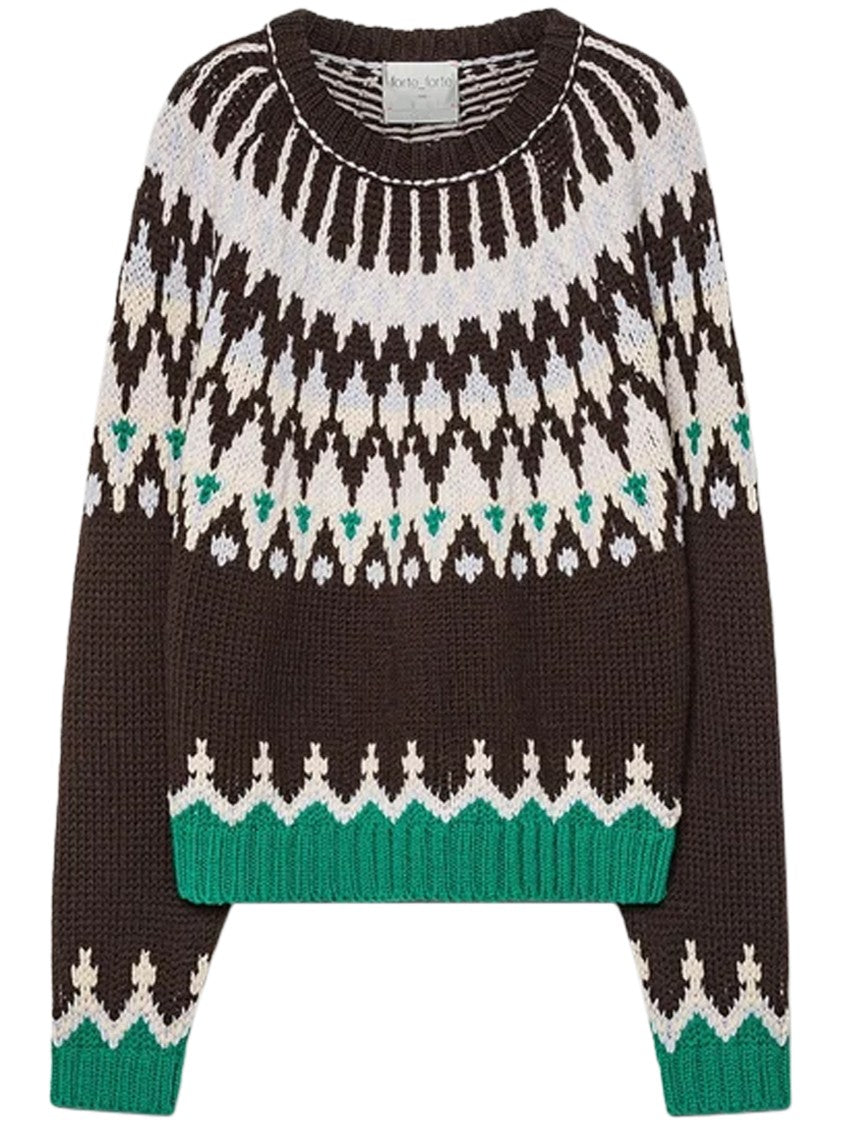 Forte Forte Fair Isle Rws Cable Wool Roundneck Sweater