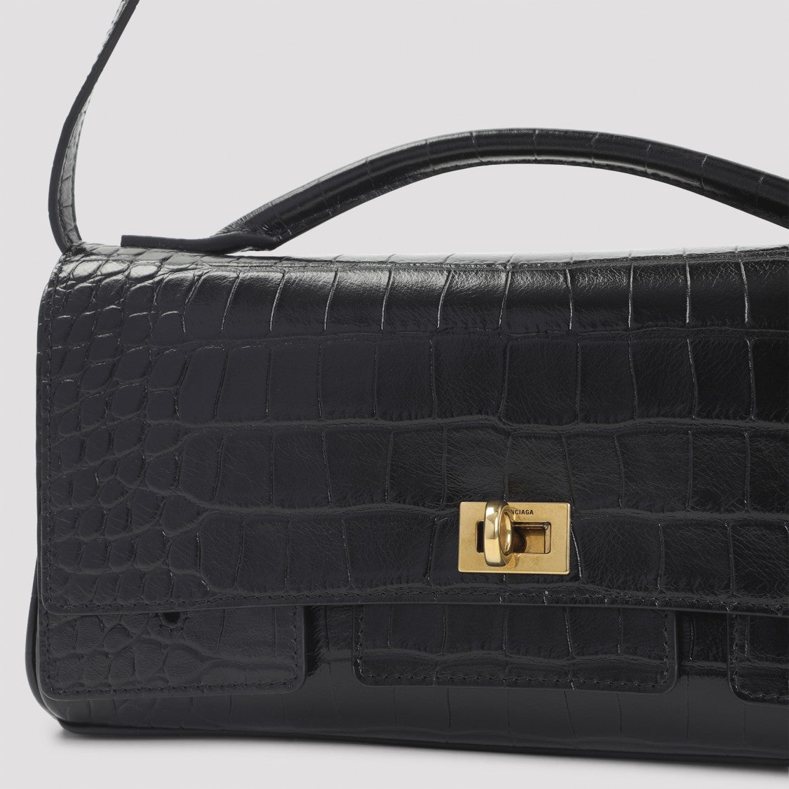 Balenciaga Textured Black Calf Leather Handbag