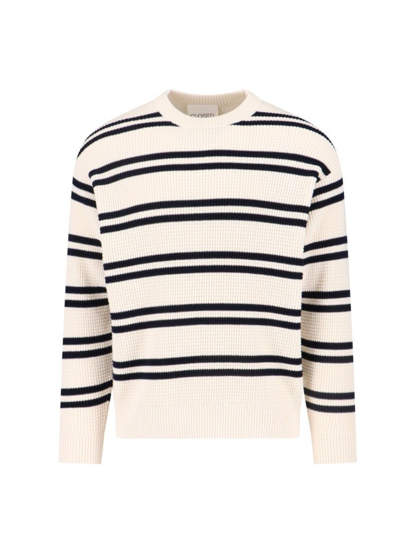 Closed Contrasting Stripe Knit Sweater With Relaxed Fit