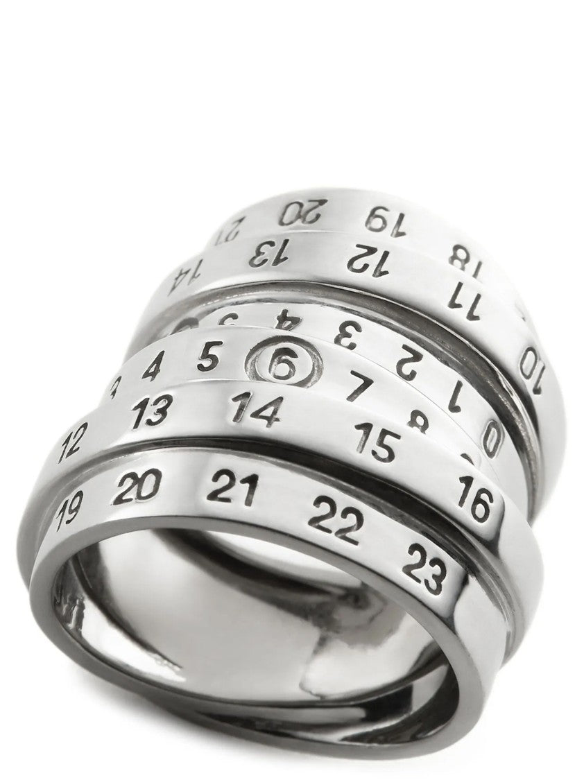 Mm6 By Maison Margiela Silver Logo Ring With Interlocking Circle Design