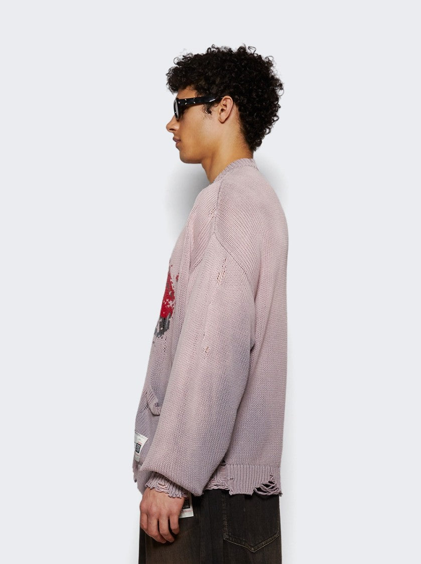Maison Mihara Yasuhiro Car Jacquard Knit Cardigan Pink