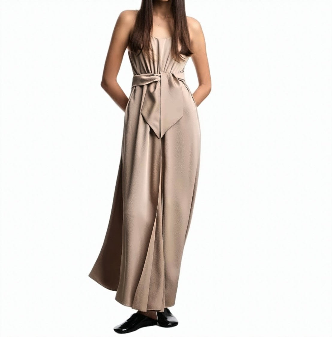 Emporio Armani Crepe Twill Torchon Straps Sash Dress