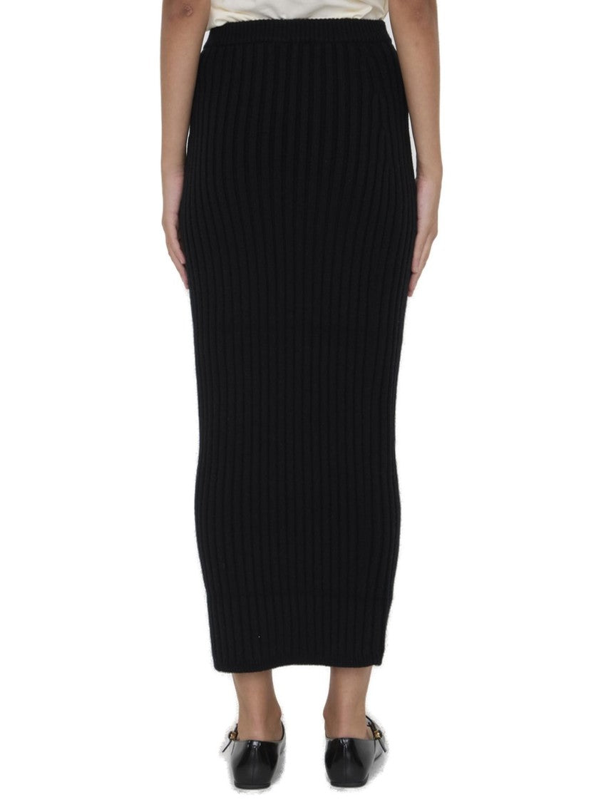 Max Mara Ribbed Black Midi Skirt