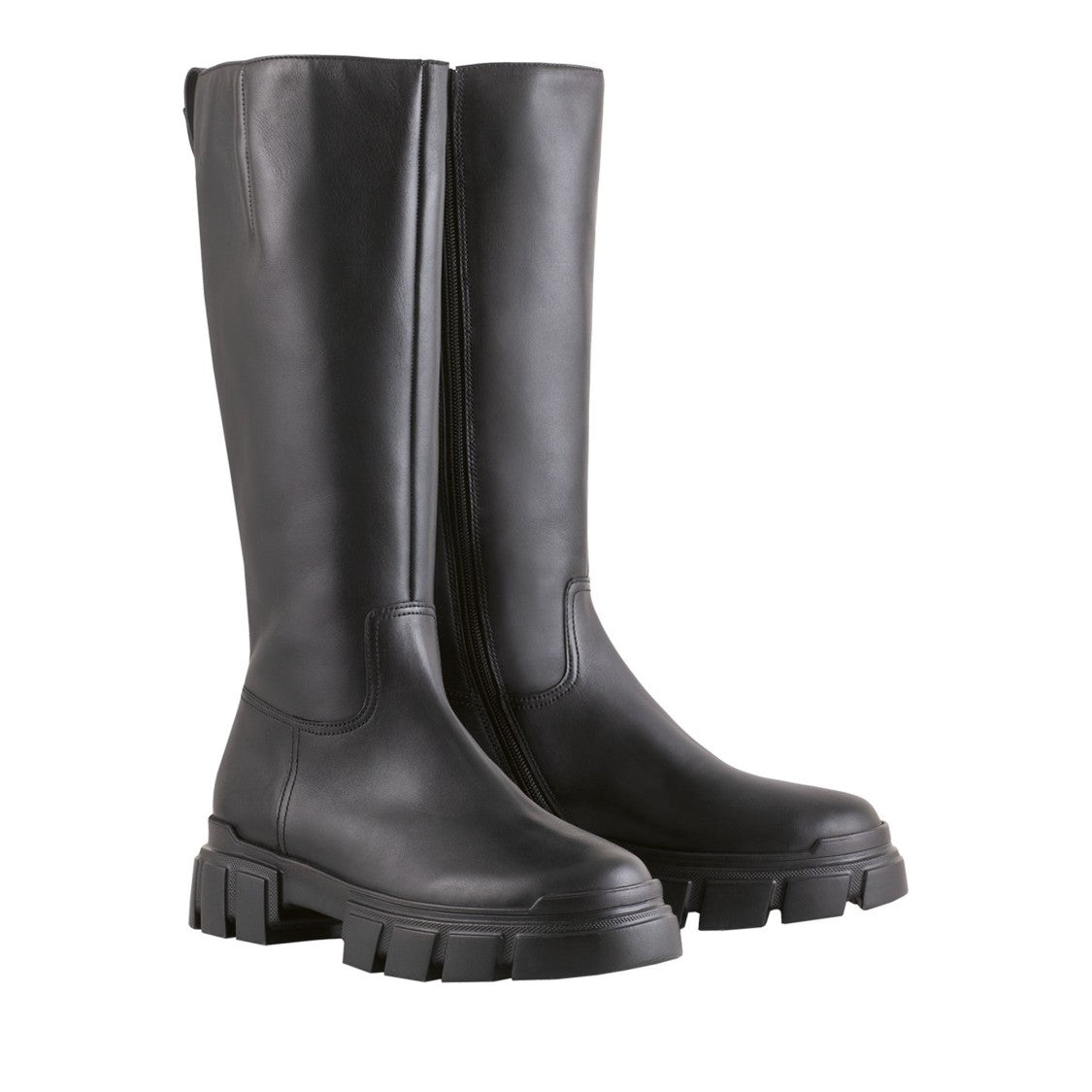 Högl Black James Minimalist Chunky Sole Zipper Leather Boots