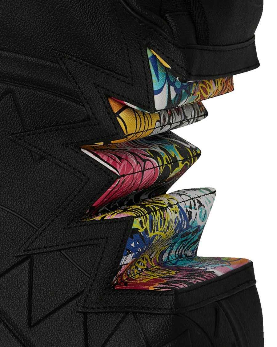 Sprayground Jagged-Design Black Backpack With Velvet Accents