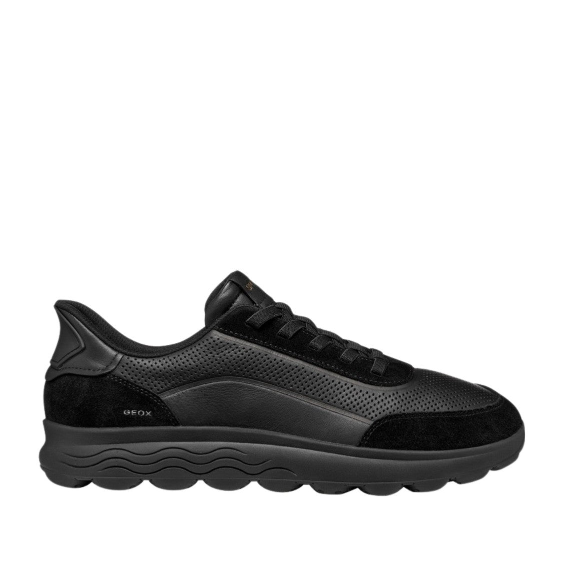 Geox Spherica Plus Black Perforated Sneakers