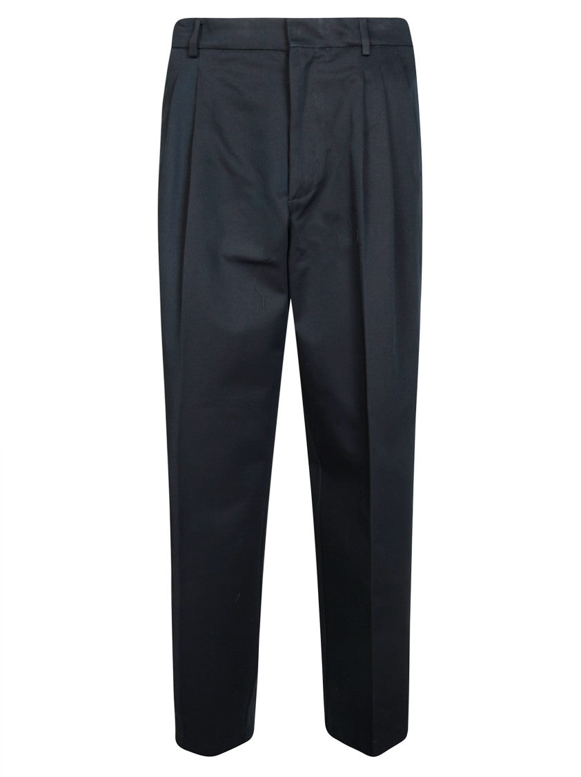 Amaranto Black Tailored Side Seam Straight-Leg Pants
