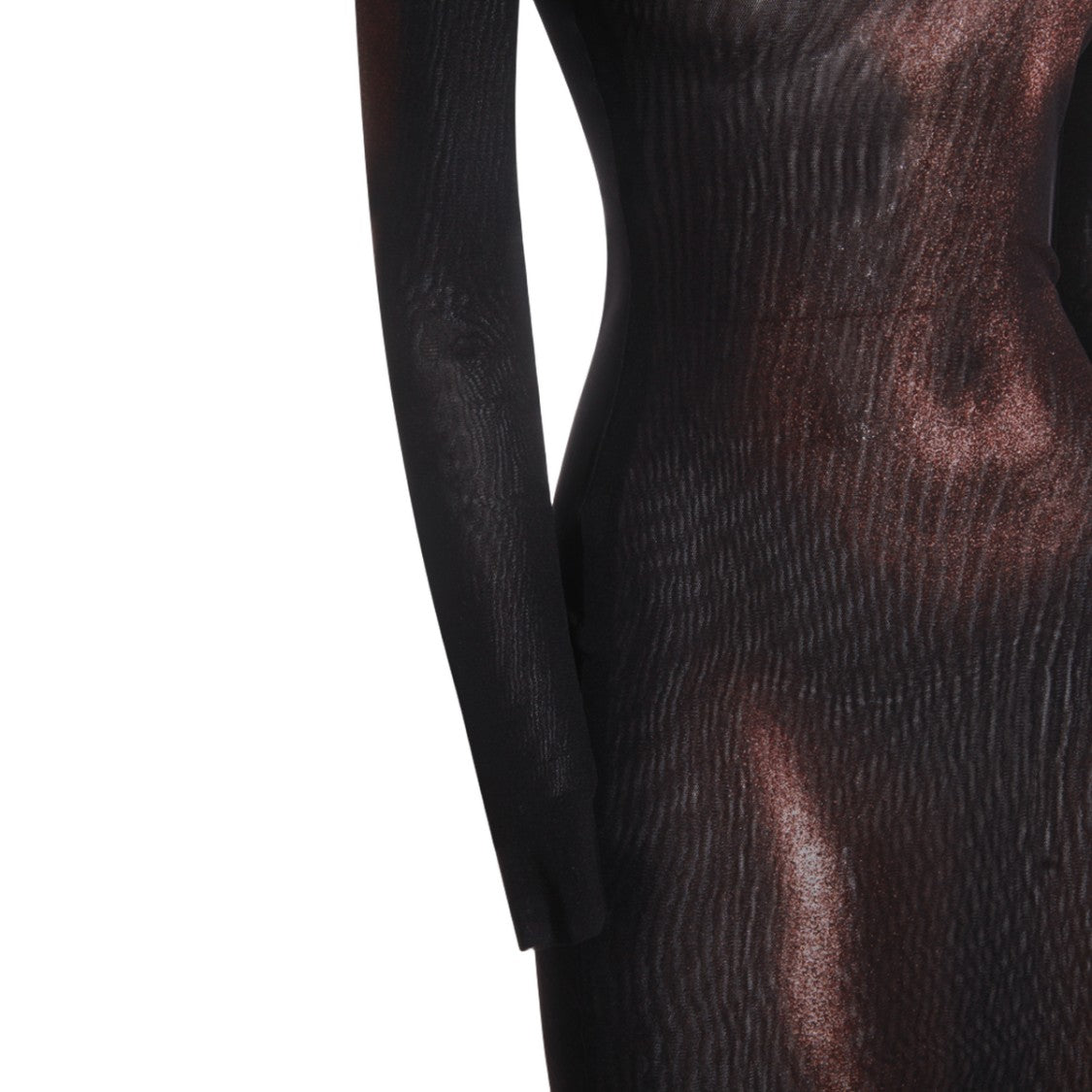 Jean Paul Gaultier Long-Sleeve Black Dress With Sheer Mesh Design