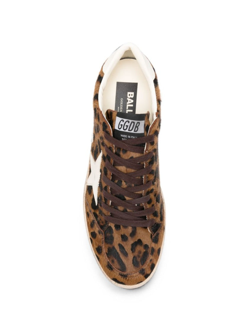 Golden Goose Leopard Print Star Detail Silk Nylon Low-Top Sneakers