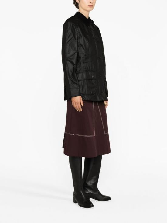 Barbour Waxed Cotton Jacket With Classic Collar And Flap Pockets