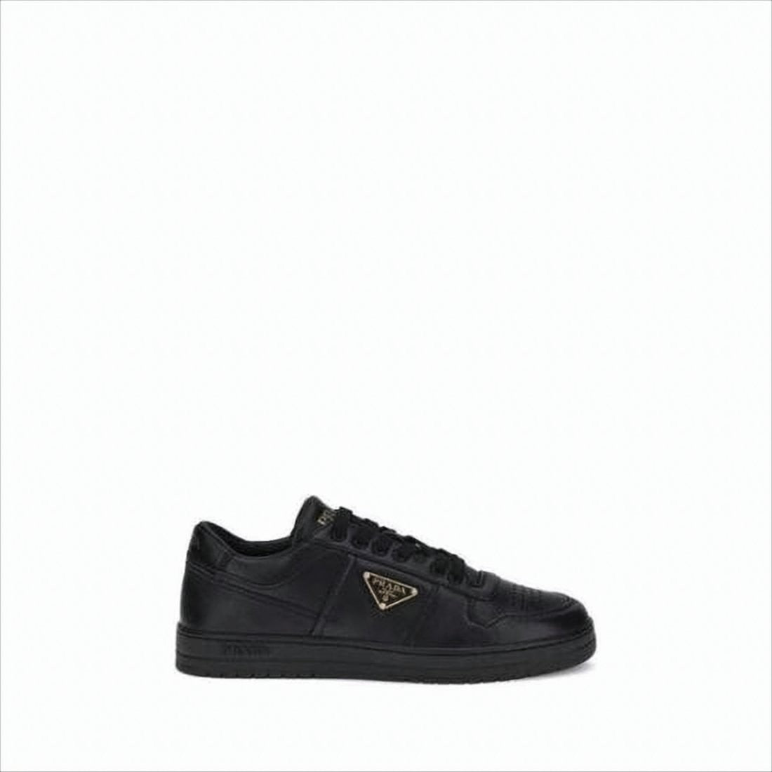 Prada Bold Black Leather Low-Top Sneakers