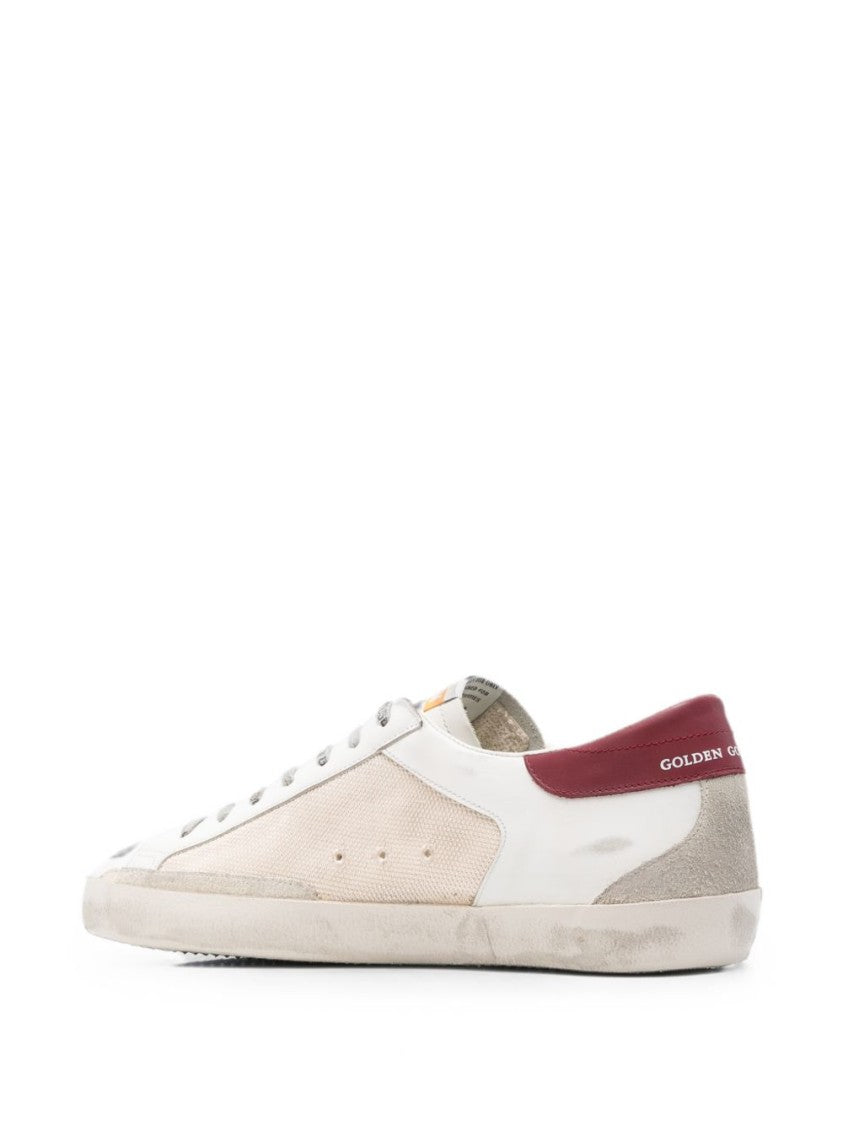 Golden Goose Distressed Red Accents Low-Top Sneakers