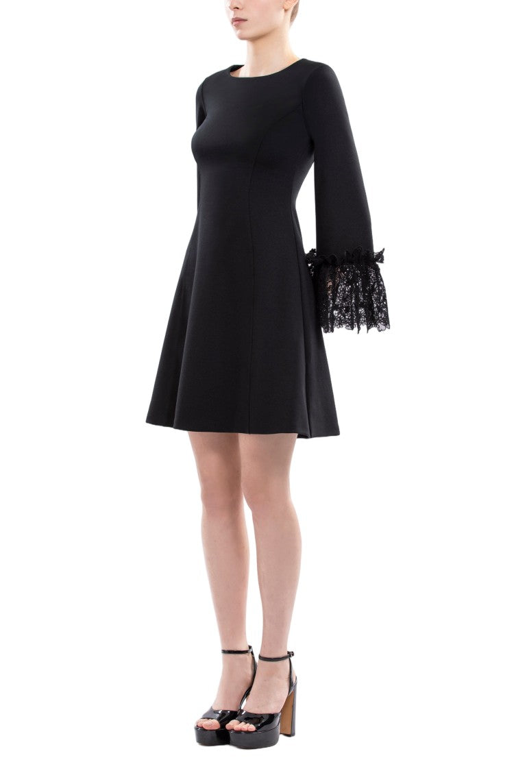 Saiid Kobeisy Short Jet Black Lace Dress With Intricate Ruffle Detailing