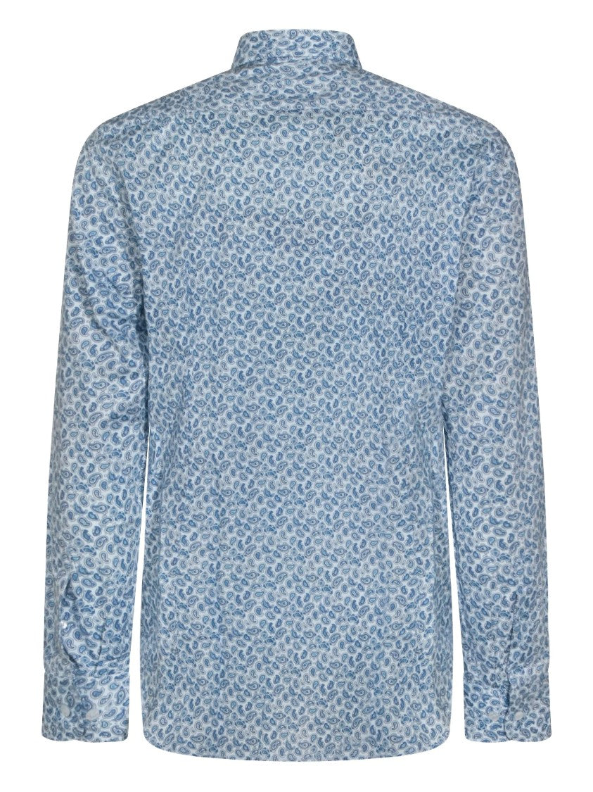 Etro Roma Long-Sleeve Blue Paisley Pattern Shirt