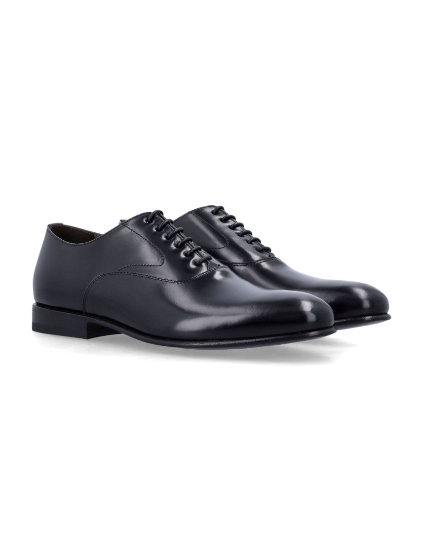 Green George Glossy Black Leather Oxford Shoes