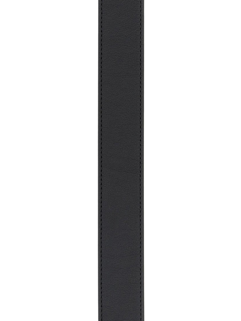 Valentino Black/Navy Reversible Leather V-Buckle Belt